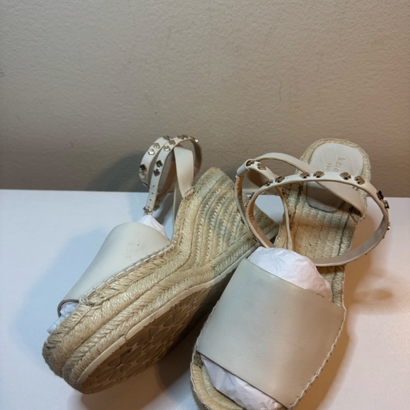 Kate Spade White Leather Straw Sandals With Wrap Around Ankle Straps Size 10 - Picture 5 of 13